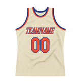 Custom Cream Orange-Royal Authentic Throwback Basketball Jersey