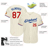 Custom Cream Black Pinstripe Red-Royal Authentic Baseball Jersey