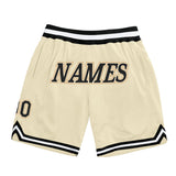 Custom Cream Black-Old Gold Authentic Throwback Basketball Shorts
