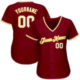 Custom Crimson White-Gold Authentic Baseball Jersey