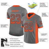 Custom Gray Orange-Navy Mesh Drift Fashion Football Jersey