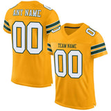 Custom Gold White-Green Mesh Authentic Football Jersey