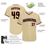 Custom Sand  Crimson-Black Authentic Baseball Jersey