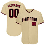 Custom Sand  Crimson-Black Authentic Baseball Jersey