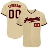 Custom Sand Black-Red Authentic Baseball Jersey