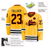 Custom Gold Black-Red Hockey Jersey
