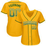 Custom Gold Green-White Authentic Drift Fashion Baseball Jersey
