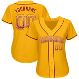 Custom Gold Crimson-Cream Authentic Drift Fashion Baseball Jersey