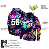 Custom Stitched Splashes Graffiti Pattern White-Light Blue 3D Sports Pullover Sweatshirt Hoodie