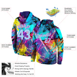 Custom Stitched Graffiti Pattern Light Blue-Pink 3D Sports Pullover Sweatshirt Hoodie