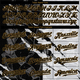 Custom Graffiti Pattern Black-Old Gold 3D Authentic Baseball Jersey