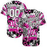 Custom Graffiti Pattern White-Black 3D Authentic Baseball Jersey