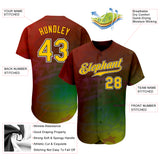Custom Graffiti Pattern Gold-Black 3D Authentic Baseball Jersey