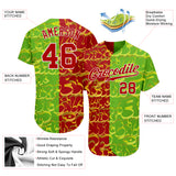 Custom Graffiti Pattern Red-Green 3D Authentic Baseball Jersey