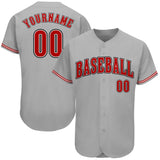 Custom Gray Red-Black Authentic Baseball Jersey