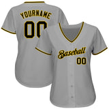 Custom Gray Black-Gold Authentic Baseball Jersey
