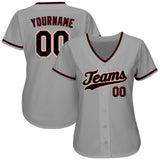 Custom Gray Black-Crimson Authentic Baseball Jersey