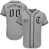 Custom Gray Black-White Authentic Baseball Jersey