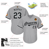 Custom Gray Black-White Authentic Throwback Rib-Knit Baseball Jersey Shirt