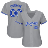 Custom Gray Royal-White Authentic Baseball Jersey