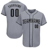 Custom Gray Black Authentic Baseball Jersey