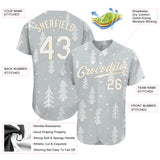 Custom Gray White-Old Gold Christmas 3D Authentic Baseball Jersey
