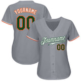 Custom Gray Green-Orange Authentic Baseball Jersey