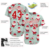 Custom Green Red-White Christmas 3D Authentic Baseball Jersey