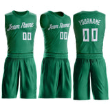 Custom Kelly Green White Round Neck Suit Basketball Jersey