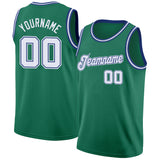 Custom Kelly Green White-Royal Round Neck Rib-Knit Basketball Jersey