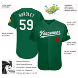 Custom Kelly Green White-Red Authentic Baseball Jersey