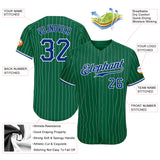 Custom Kelly Green White Pinstripe Royal-White Authentic Baseball Jersey