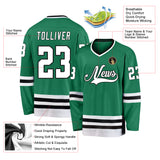 Custom Kelly Green White-Black Hockey Jersey