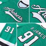 Custom Kelly Green White-Black Hockey Jersey