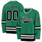 Custom Kelly Green Black-White Hockey Jersey