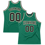 Custom Kelly Green Black-Cream Authentic Throwback Basketball Jersey