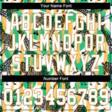 Custom Kelly Green White-Old Gold 3D Pattern Design Zebras And Giraffes Authentic Baseball Jersey