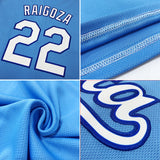 Custom Light Blue Red-Navy Authentic Throwback Rib-Knit Baseball Jersey Shirt