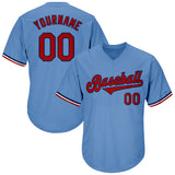 Custom Light Blue Red-Navy Authentic Throwback Rib-Knit Baseball Jersey Shirt