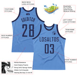 Custom Light Blue Navy Authentic Throwback Basketball Jersey