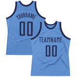 Custom Light Blue Navy Authentic Throwback Basketball Jersey