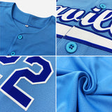 Custom Light Blue White-Red Authentic Baseball Jersey