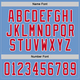 Custom Light Blue Red-White Hockey Jersey