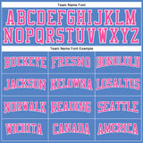 Custom Light Blue Pink-White Authentic Throwback Basketball Jersey