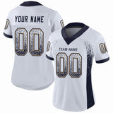 Custom White Navy-Old Gold Mesh Drift Fashion Football Jersey