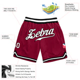 Custom Maroon White-Black Authentic Throwback Basketball Shorts