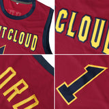 Custom Maroon Navy-Gold Authentic Throwback Basketball Jersey