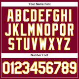 Custom Maroon White Pinstripe White-Gold Authentic Basketball Jersey