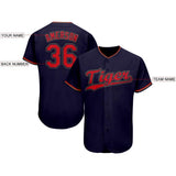 Custom Navy Red-Old Gold Baseball Jersey