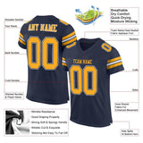 Custom Navy Gold-White Mesh Authentic Football Jersey